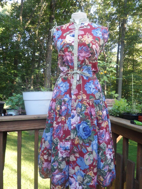 1970s Cotton Floral Dress l Made In India for Kar… - image 1