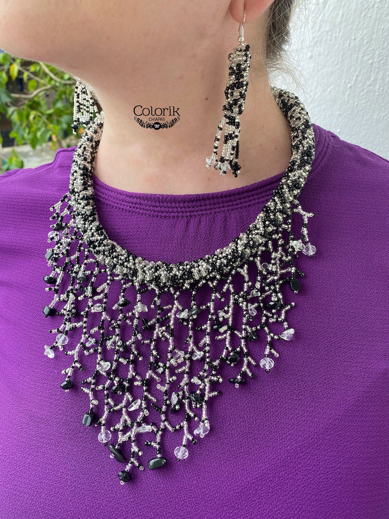 Mexican Jewelry Set Mexican Necklace Huichol Jewelry Etsy