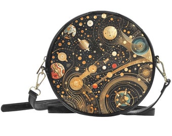 Round BAG, PU Leather Small Bag, Shoulder Bag Strong and Waterproof / Stars-1