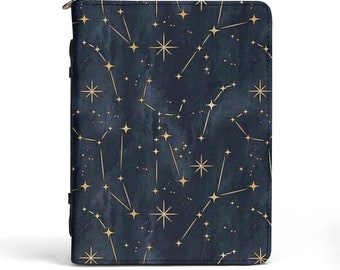 Case for Book Lovers, Universal Hard Cover, PU Leather Cover With Pocket,  Books Box Gifts  / Constellations