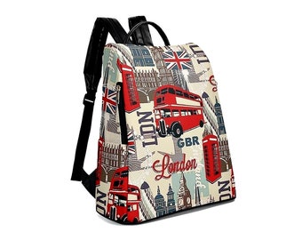 Neuer Reise-Tagesrucksack, Anti-Diebstahl-Rucksack aus Kunstleder / London