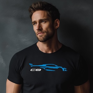 Corvette C8 Blue Distressed T-Shirt, C8 Logo, Bella+Canvas T-Shirt, Corvette Apparel, Graphic Tee, Soft T-Shirt, Unisex Shirt, Grunge