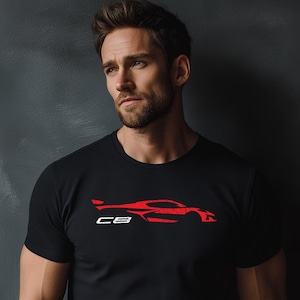 Corvette C8 Red Distressed T-Shirt, C8 Logo, Bella+Canvas T-Shirt, Corvette Apparel, Graphic Tee, Soft T-Shirt, Unisex Shirt, Grunge