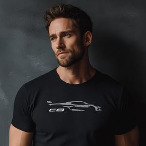 Corvette C8 Grey Distressed T-Shirt, C8 Logo, Bella+Canvas T-Shirt, Corvette Apparel, Graphic Tee, Soft T-Shirt, Unisex Shirt, Grunge