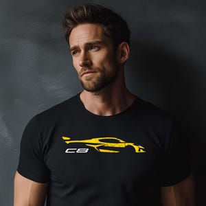 Corvette C8 Yellow Distressed T-Shirt, C8 Logo, Bella+Canvas T-Shirt, Corvette Apparel, Graphic Tee, Soft T-Shirt, Unisex Shirt, Grunge