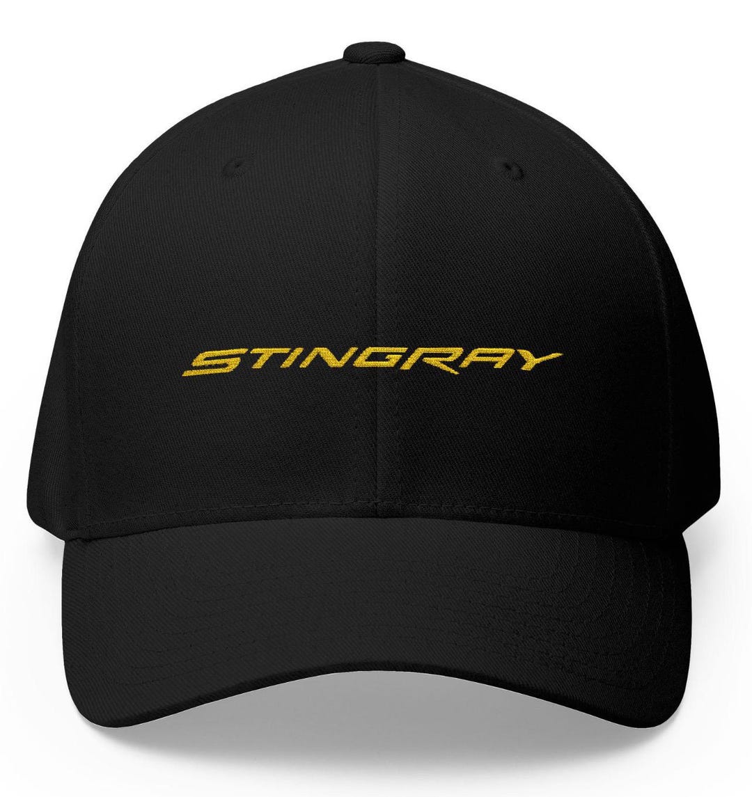 String Ray Hat Corvette Stingray Logo Baseball Cap, Flexfit® Hat, Stretchy Band, Black ...