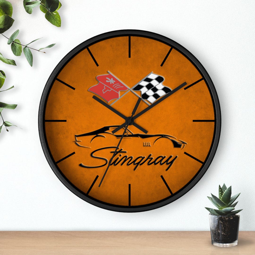 Corvette C3 Stingray Illustrated Wall Clock, Racing Home Decor, Gift ...