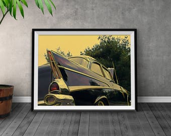 Bel Air Wall Decor, Classic Car Wall Art, Car Decor, Man Cave Decor, Garage Wall Art, Instant Download, 1957 Chevrolet Bel Air Photo