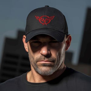 Corvette C5 Red Logo Baseball Cap, Flexfit® Hat, Stretchy Band, Black Hat, Corvette Gear, Embroidery