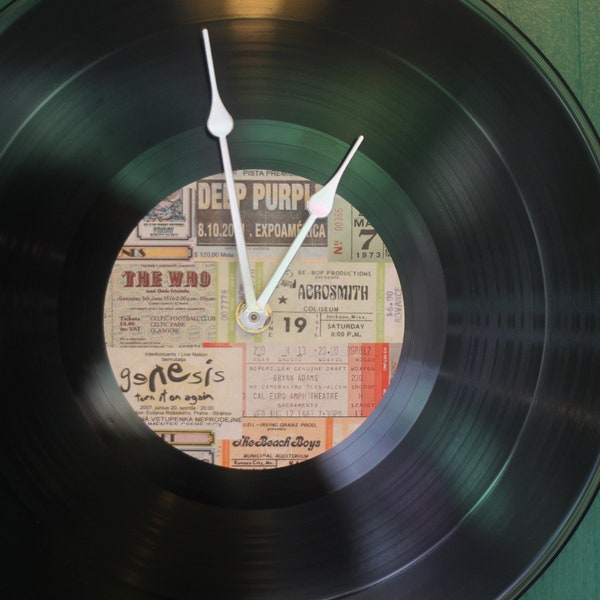 gig ticket personalised vinyl record clock you choose the tickets unique and designed individually vintage retro music gift christmas gift