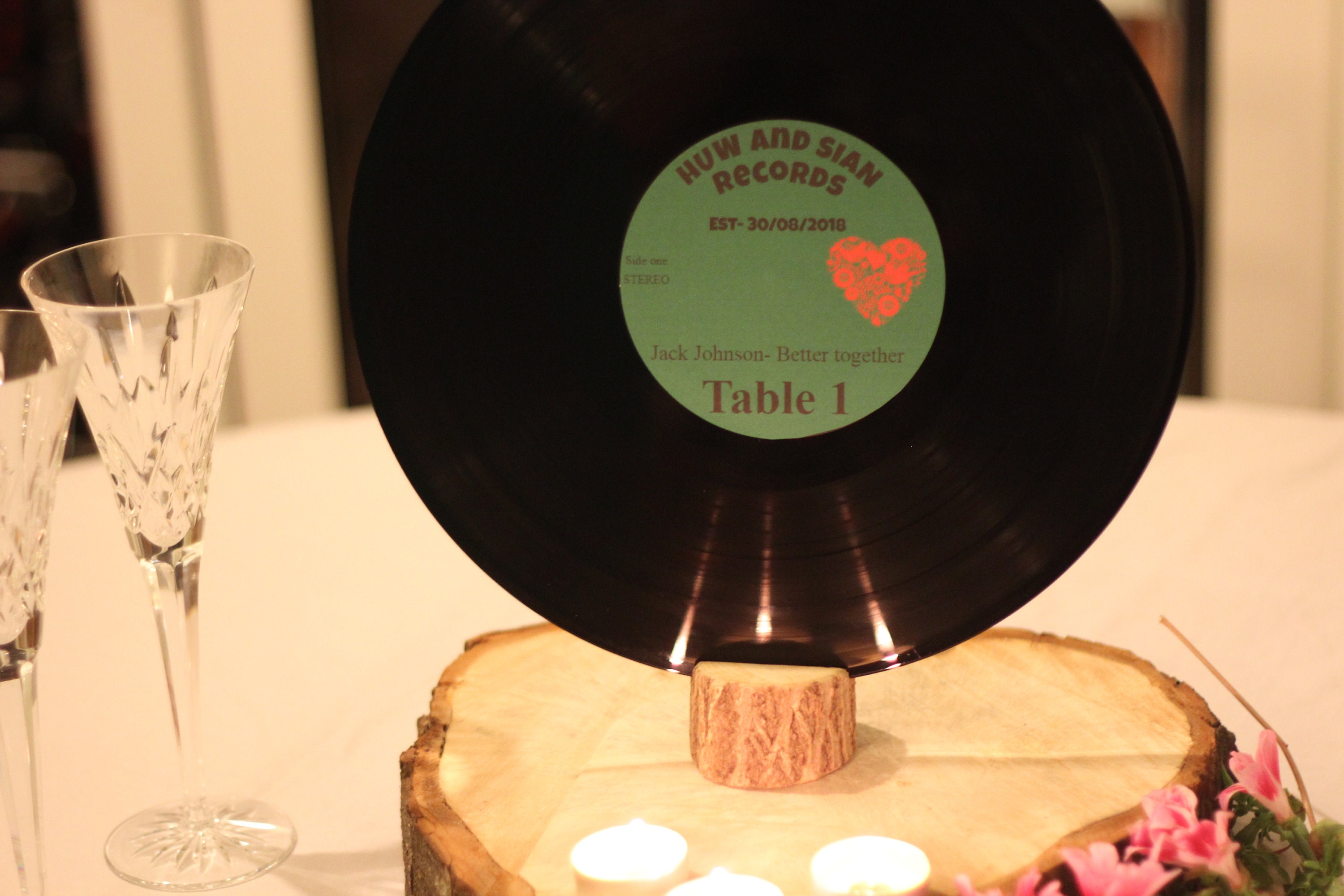 6 Vinyl Record Table Numbers for Weddings, Partys Vintage Retro Music
