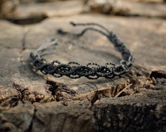 Black macrame handmade bracelet / geometric friendship bracelet / simple festival jewelry