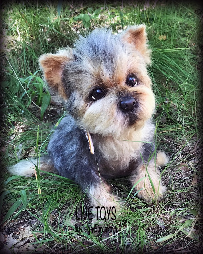 Yorkie Realistic Stuffed Toy Yorkie Puppy Yorkshire Terrier Etsy