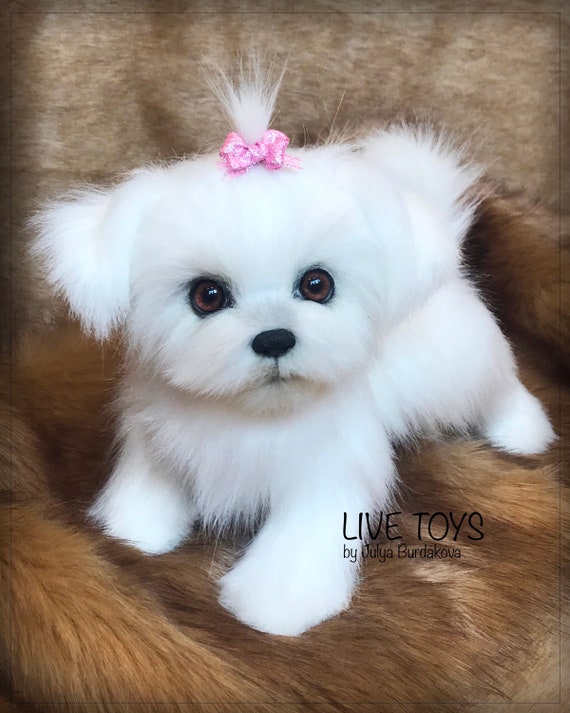 Realistic Stuffed Toy Maltese Puppy Cute Dog Plush Puppy | Etsy