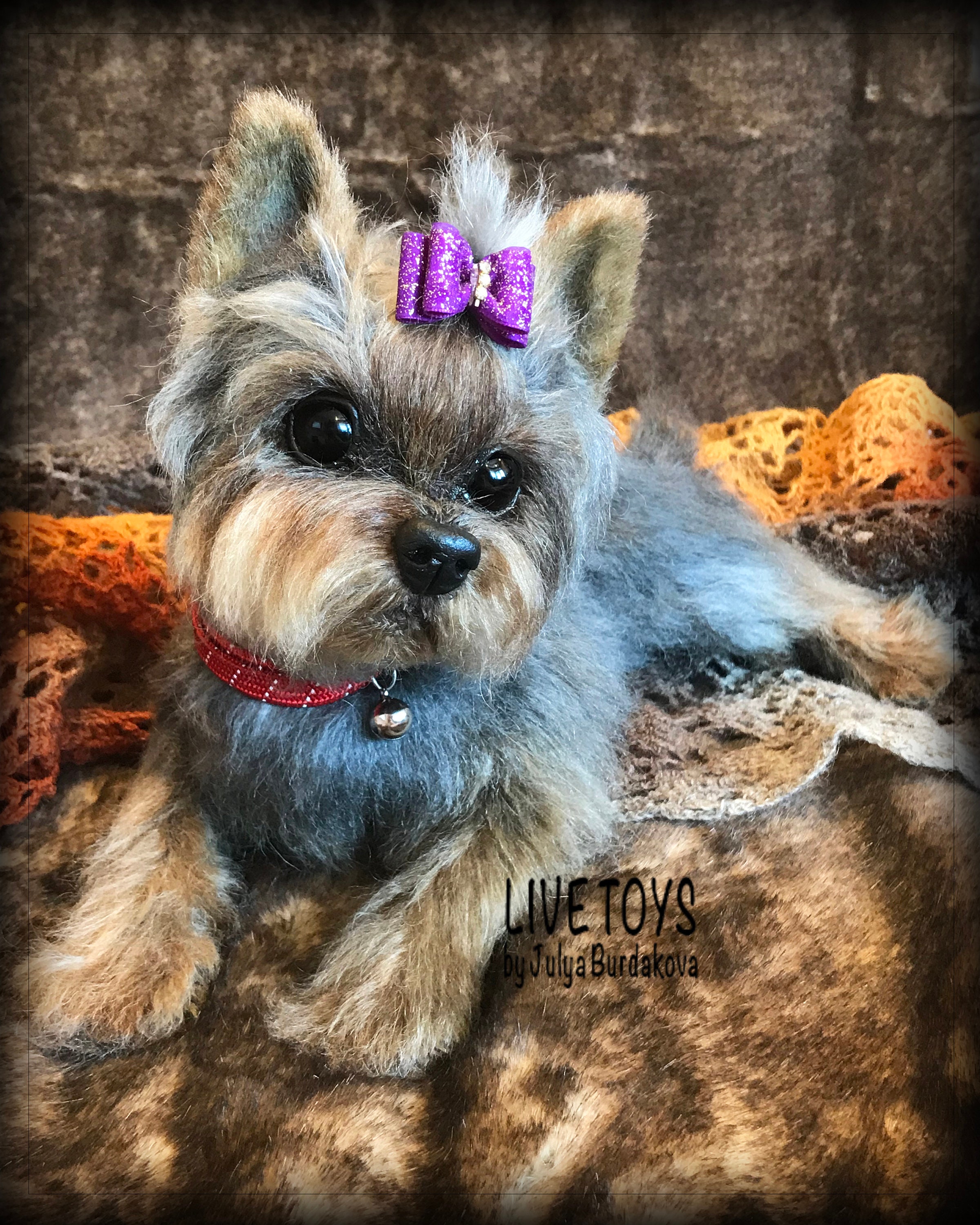 Yorkie Realistic Stuffed Toy Yorkie Puppy Yorkshire Terrier Etsy
