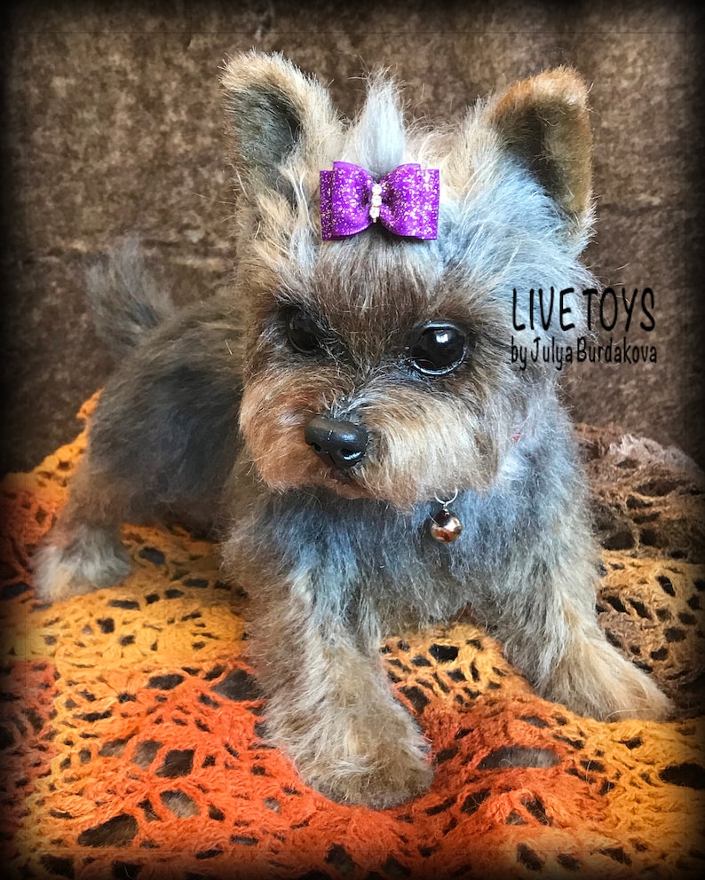 Yorkie Realistic Stuffed Toy Yorkie Puppy Yorkshire Terrier Etsy