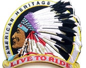LIVE TO RIDE American Heritage Harley Indian Head Pontiac Harley Davidson Motorcycle Club Biker Vest Jacket Iron On Patch