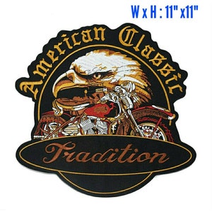 NEW 11&quot; LARGE Eagle American Classic Tradition Harley Davidson Motorcycle MC Biker Club Embroidery Iron On Sew On Patch