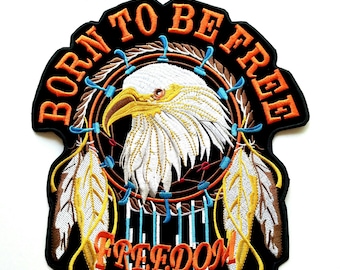 Eagle Dream Catcher Iron On Patch - Biker Jacket Applique (10.5"x12")