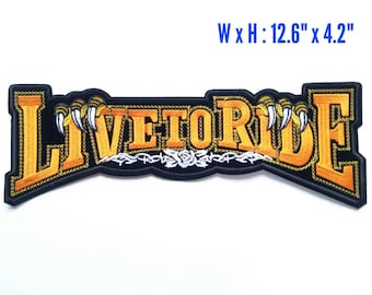 XXL Eagle Claw 'Live To Ride' Embroidered Biker Patch