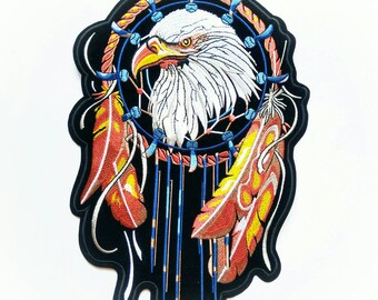 Eagle Dream Catcher Patch, Biker Vest Emblem (8"x12")