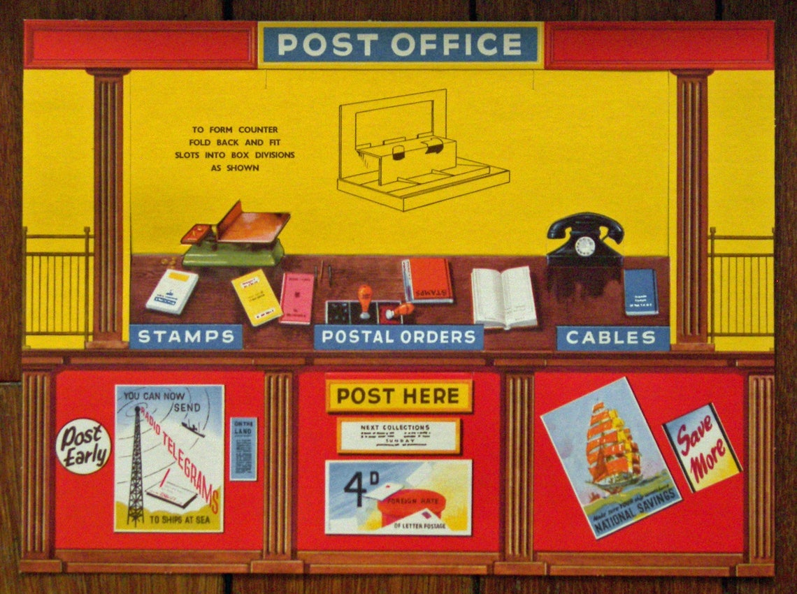 1950 Merit Post Office Play Set by J & L Randall Ltd. Potters Etsy
