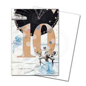 Postal Felicitaciones Tarjeta Tarjeta de Saludo para 10cumpleaños