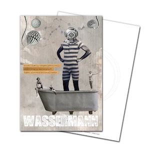 Postkarte Sternzeichen Wassermann Glückwunschkarte Grußkarte zum Geburtstag