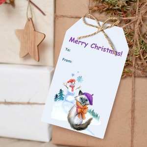 Printable Cat Christmas Gift Tags, Christmas Tag with Cats, Holiday Gift Hang Tag, Cat Lover, Cat Mom, Cat Lady, Cute Cat Gift Wrapping