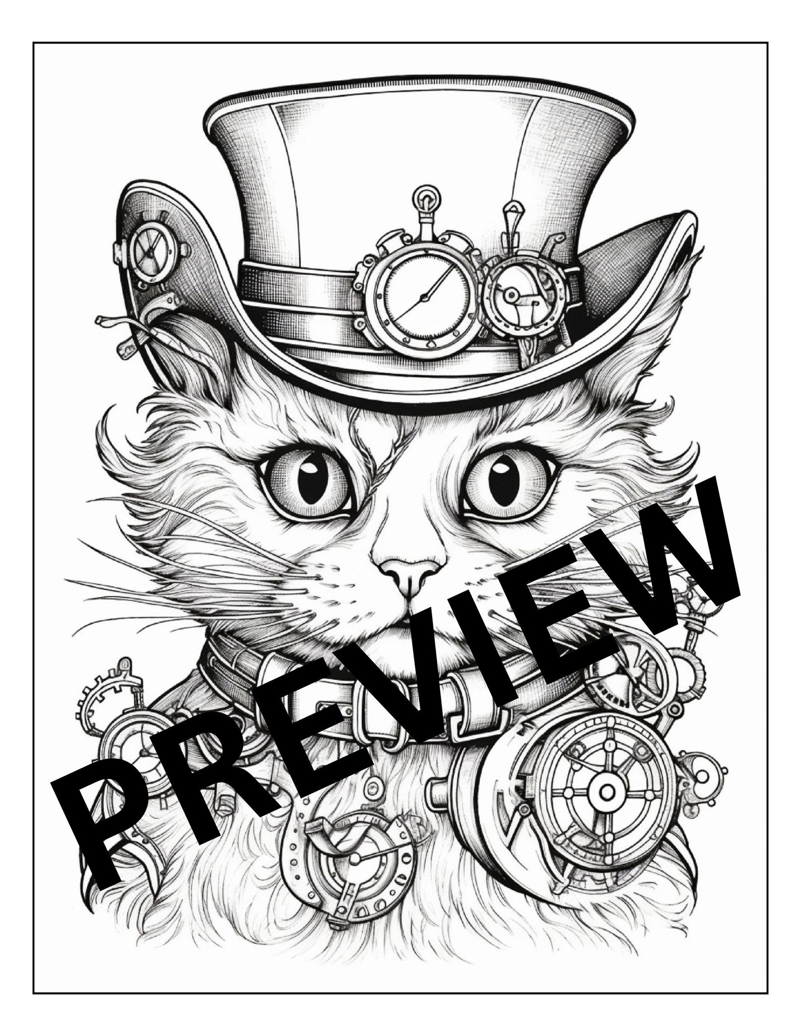 Printable Steampunk Cat Coloring Book | Adult & Teen Coloring Book ...
