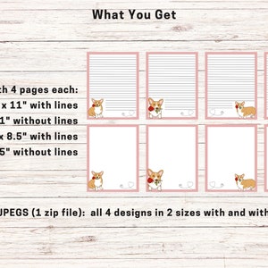 Editable Corgi Notes Printable Corgi Stationary | Printable Writing Paper | Corgi Notes ...