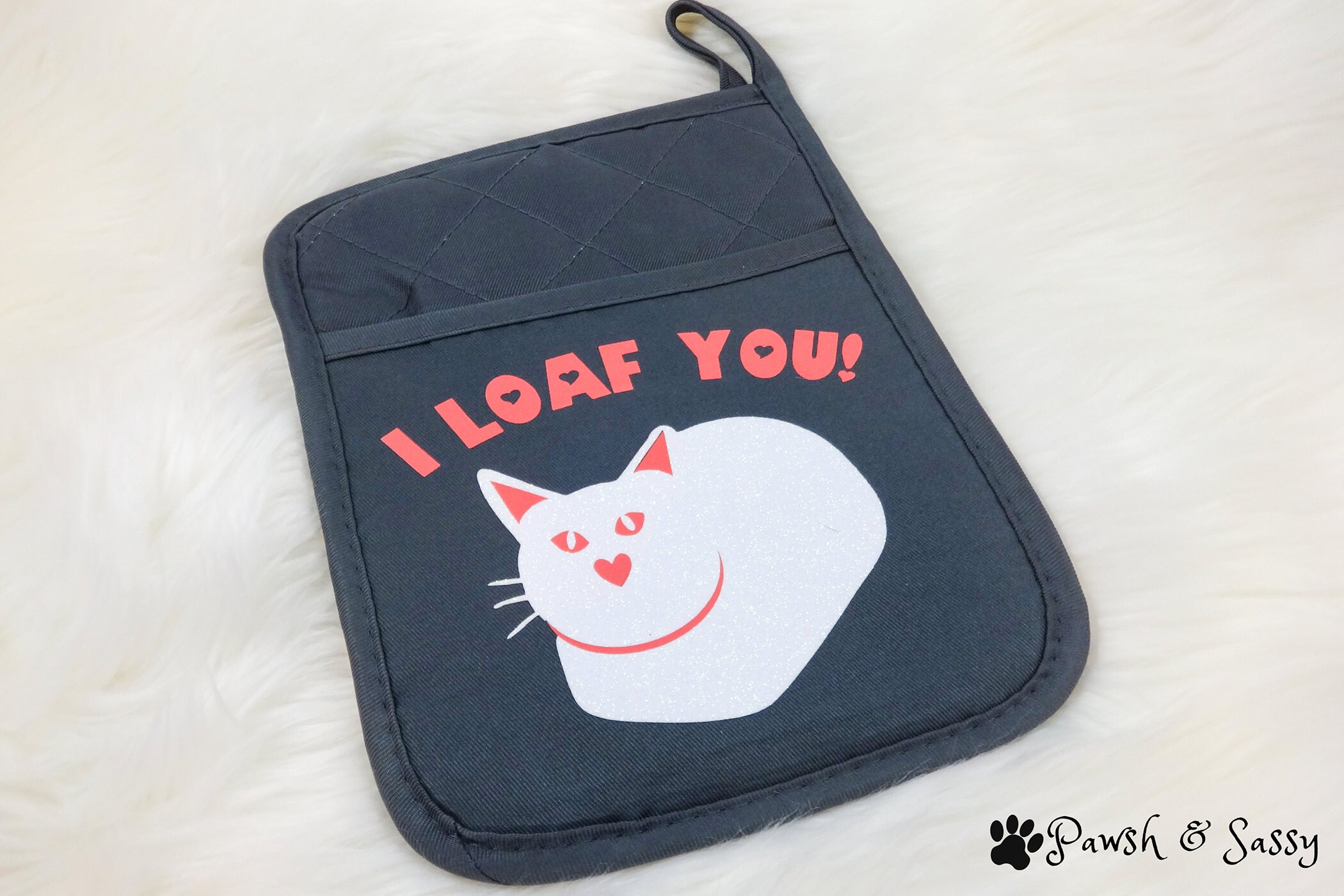 Funny Cat Pot Holder / I Loaf You Cat Hot Pad / Cat Lady Gift - Etsy