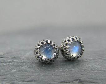 Moonstone studs ~ Rainbow moonstone stud earrings ~ Moonstone earrings ~ Moonstone earrings for women ~ Moonstone post earrings  ~ Moonstone