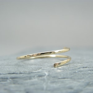 Dainty yellow gold ring Minimalist yellow gold ring Yellow gold filled rings for women Yellow gold stacking rings Open design ring image 1