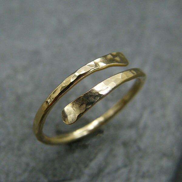 Hammered 14k Rose Gold Filled Open Ring: Minimalist Modern Band