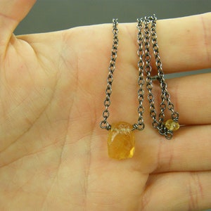 Citrine necklace Sterling silver citrine necklace Antique silver necklace November birthstone necklace Raw crystal necklace Raw image 7