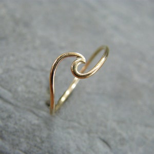 Gold wave ring ~ 9ct gold wave ring ~ Surfer girl ring ~ Ring for surfer ~ 9ct gold stacking ring ~ Dainty gold ring ~ Surfer ring ~ Waves