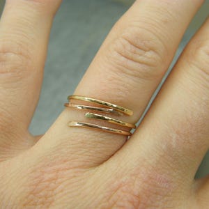 Dainty yellow gold ring Minimalist yellow gold ring Yellow gold filled rings for women Yellow gold stacking rings Open design ring image 9