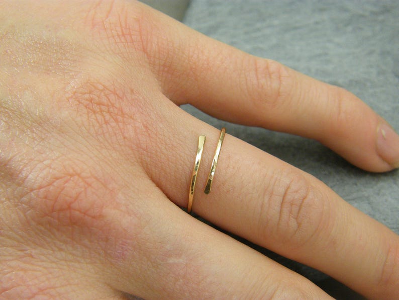 Dainty yellow gold ring Minimalist yellow gold ring Yellow gold filled rings for women Yellow gold stacking rings Open design ring image 2