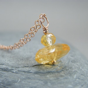 Citrine pendant necklace ~ Gift for November birthday necklace ~ Citrine necklace ~ Rose gold citrine necklace ~ November birthstone jewelry