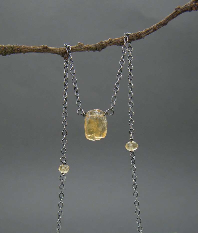 Citrine necklace Sterling silver citrine necklace Antique silver necklace November birthstone necklace Raw crystal necklace Raw image 3