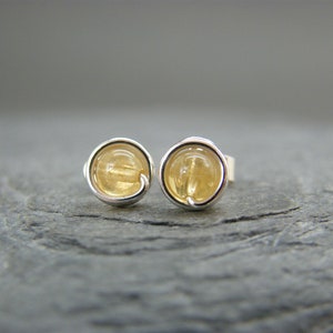 Citrine stud earrings November birthstone studs Studs for women Stocking filler earrings, gifts for her Sterling silver stud earring image 3