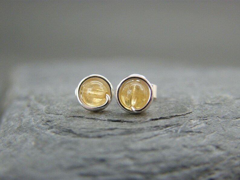 Citrine stud earrings November birthstone studs Studs for women Stocking filler earrings, gifts for her Sterling silver stud earring image 3