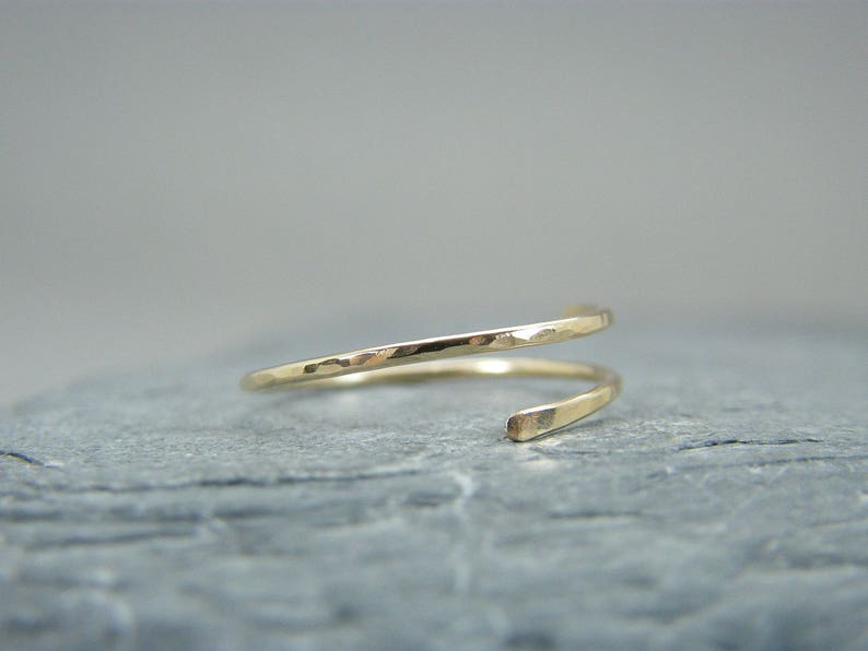 Dainty yellow gold ring Minimalist yellow gold ring Yellow gold filled rings for women Yellow gold stacking rings Open design ring image 7