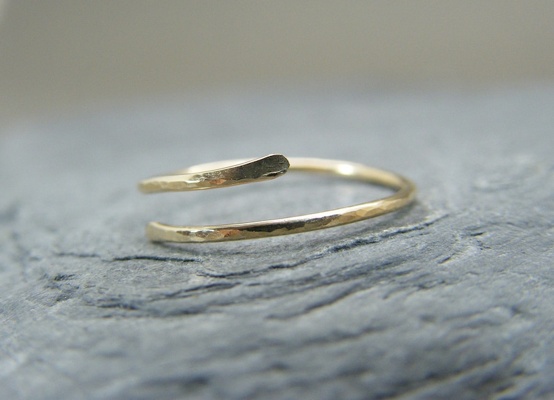 Dainty yellow gold ring Minimalist yellow gold ring Yellow gold filled rings for women Yellow gold stacking rings Open design ring image 8