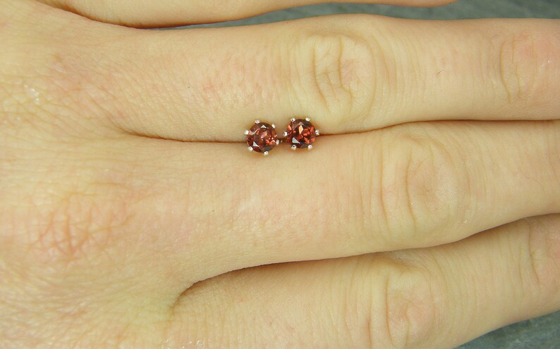 Garnet earrings for women ~ Gift for January birthday ~ Birthstone earrings January ~ Tiny gemstone stud earrings ~ Garnet studs
