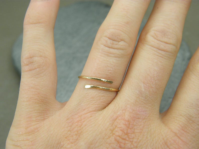 Dainty yellow gold ring Minimalist yellow gold ring Yellow gold filled rings for women Yellow gold stacking rings Open design ring image 3