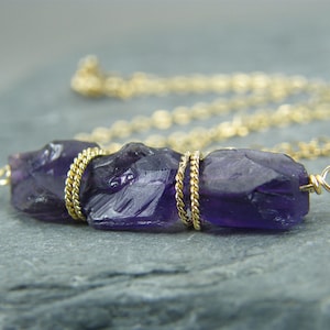 Amethyst necklace for women ~ Raw amethyst stone necklace ~ Birthstone necklace February ~ Rough amethyst necklace ~ Gift February birthday