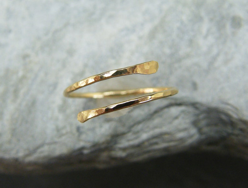 Dainty yellow gold ring Minimalist yellow gold ring Yellow gold filled rings for women Yellow gold stacking rings Open design ring image 10