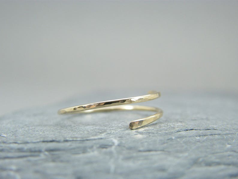 Dainty yellow gold ring Minimalist yellow gold ring Yellow gold filled rings for women Yellow gold stacking rings Open design ring image 1